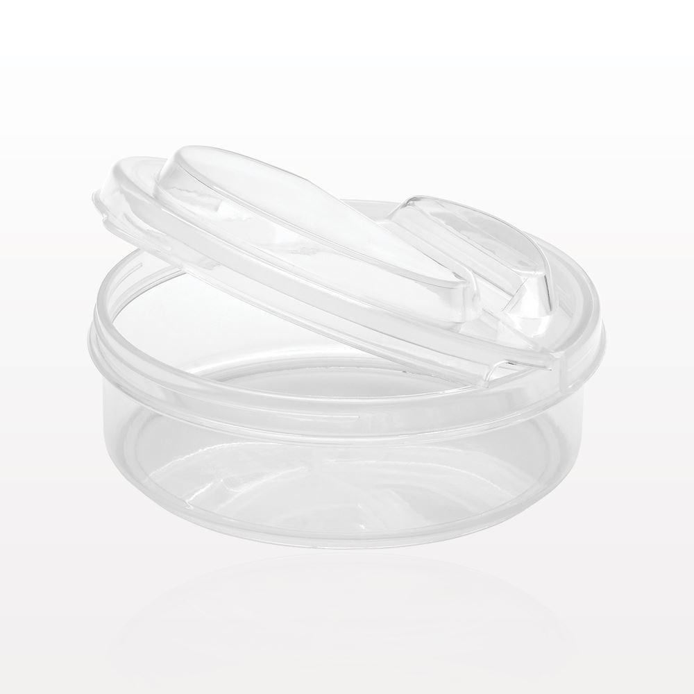 Round Container with Flip Top Lid, Clear