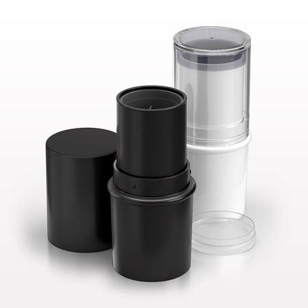 Round Twist-Up Makeup Stick Container and Cap, Black