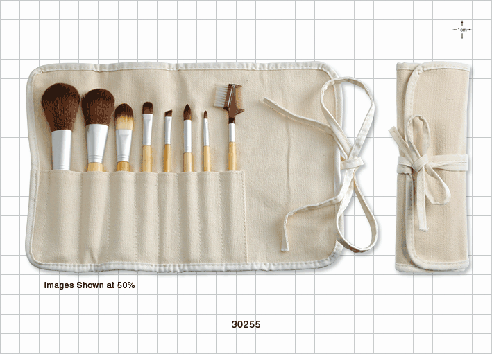 8-Piece eQo-Friendly Brush Set with Roll & Tie Pouch, Synthetic Hair