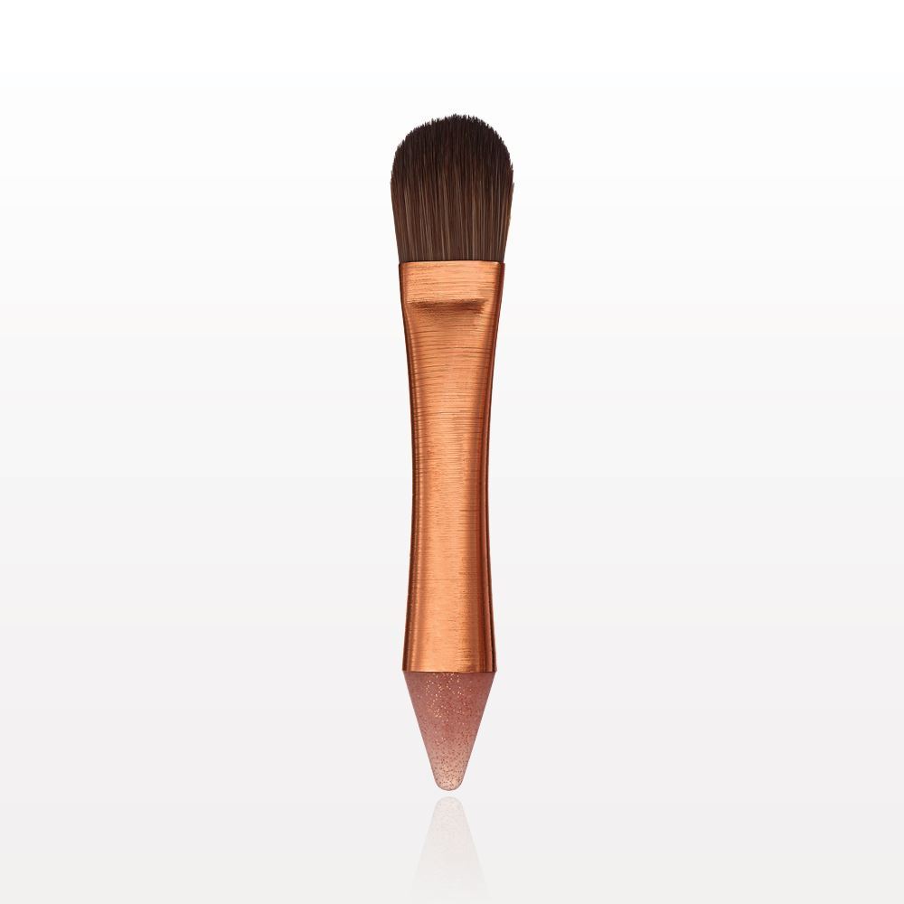 Dual Ended Foundation Brush with Silicone Applicator, Rose Gold