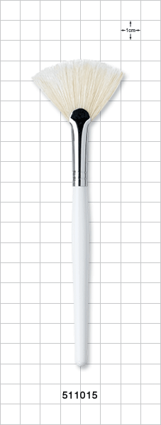 Medium Fan Brush with Shiny White Handle & Shiny Silver Ferrule; 6 inch