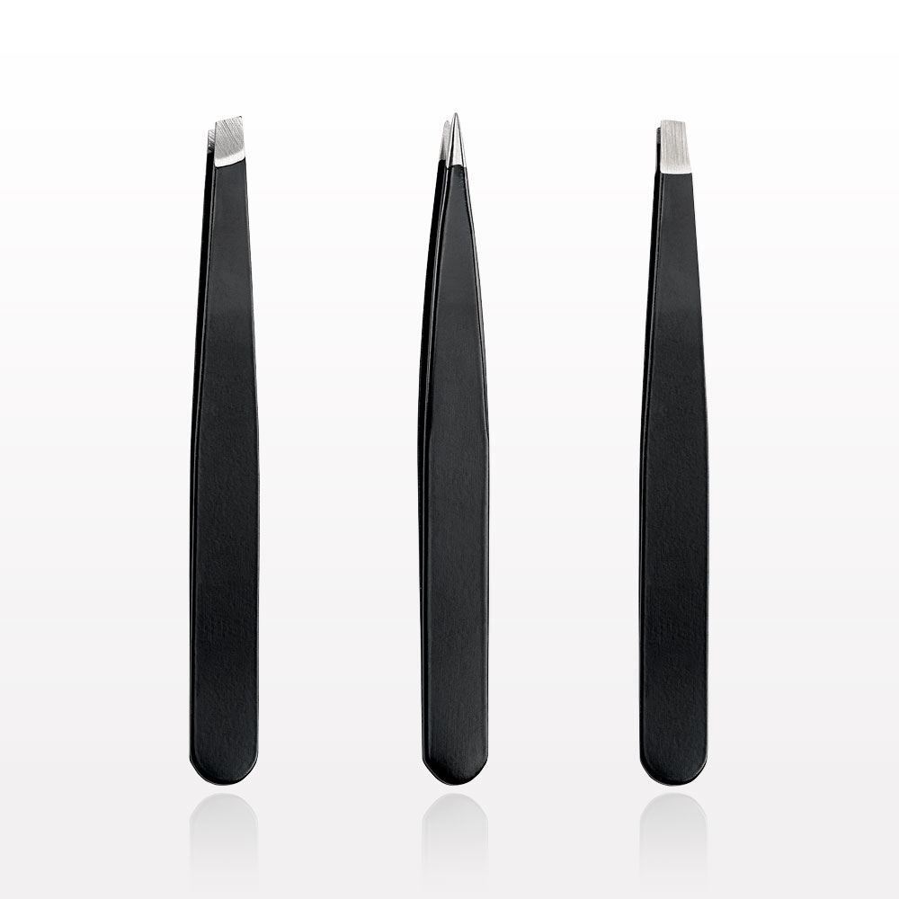 3-Piece Tweezer Set, Black