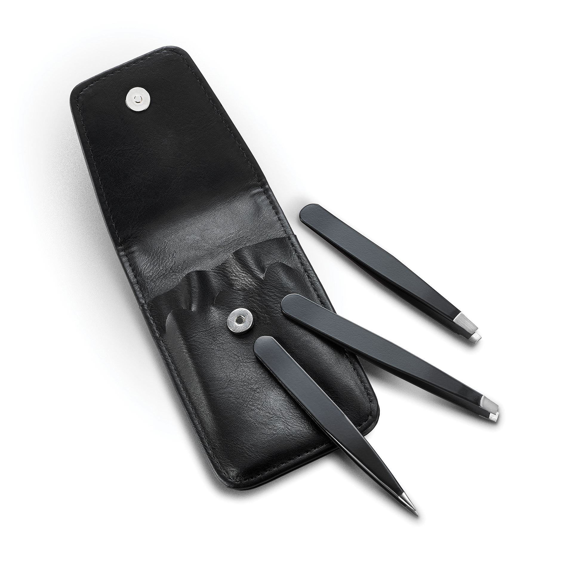 3-Piece Tweezer Set, Black