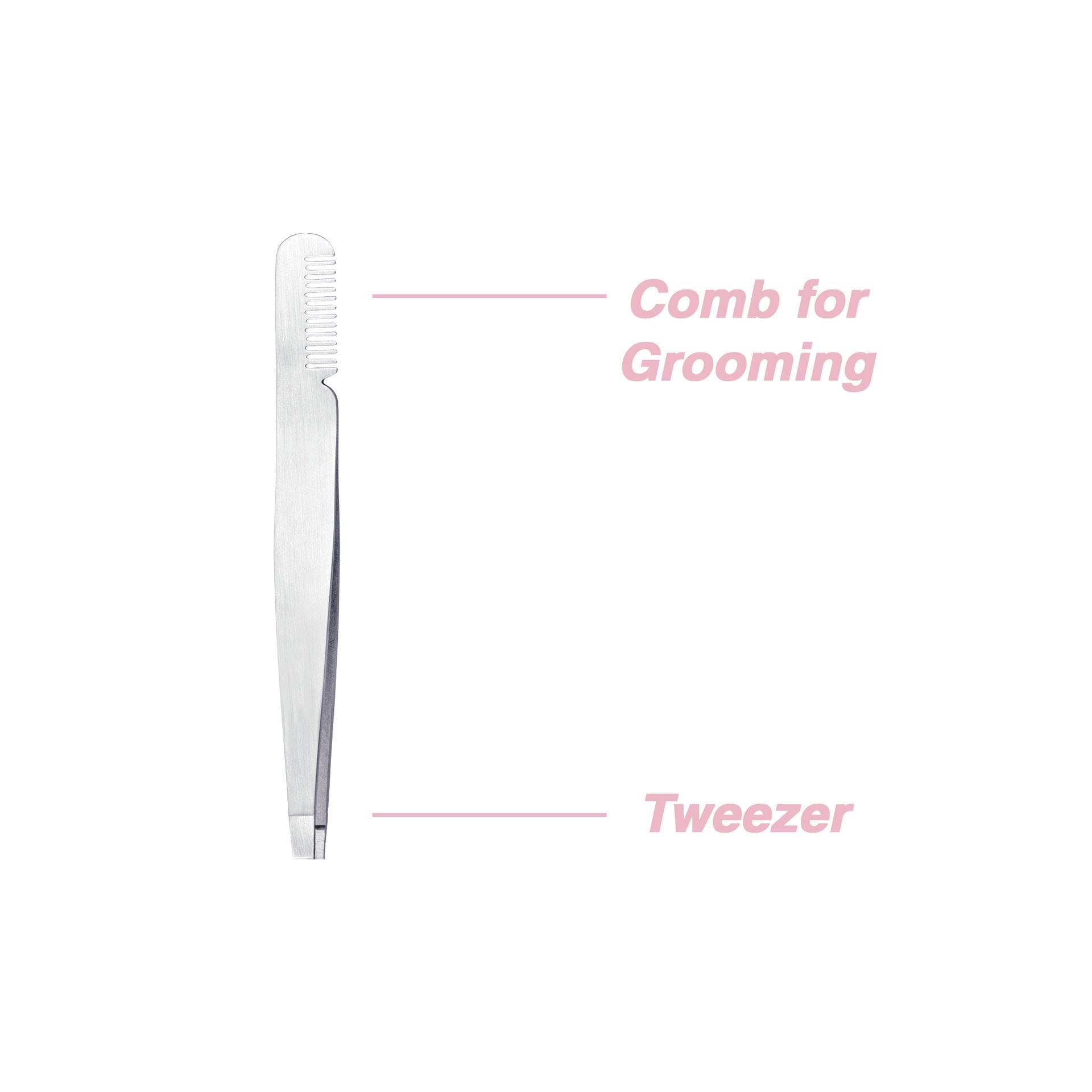 Slanted Tweezer with Comb, Silver