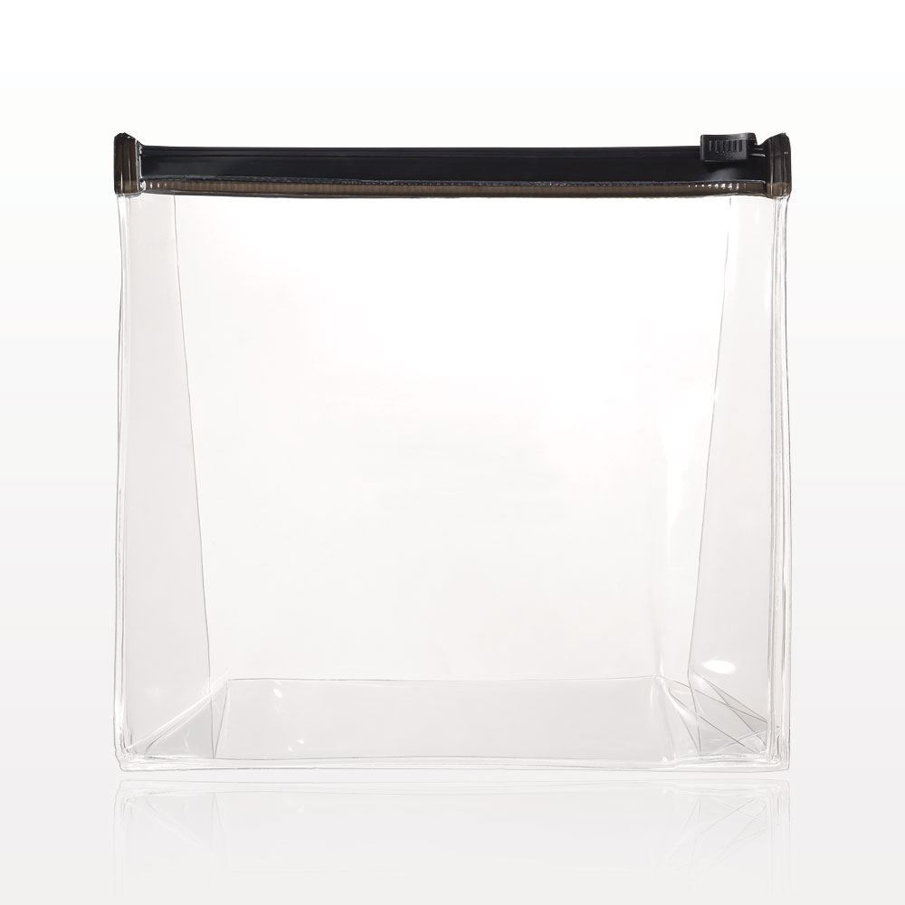 Gusseted Slide Zipper Bag, Clear with Black Trim