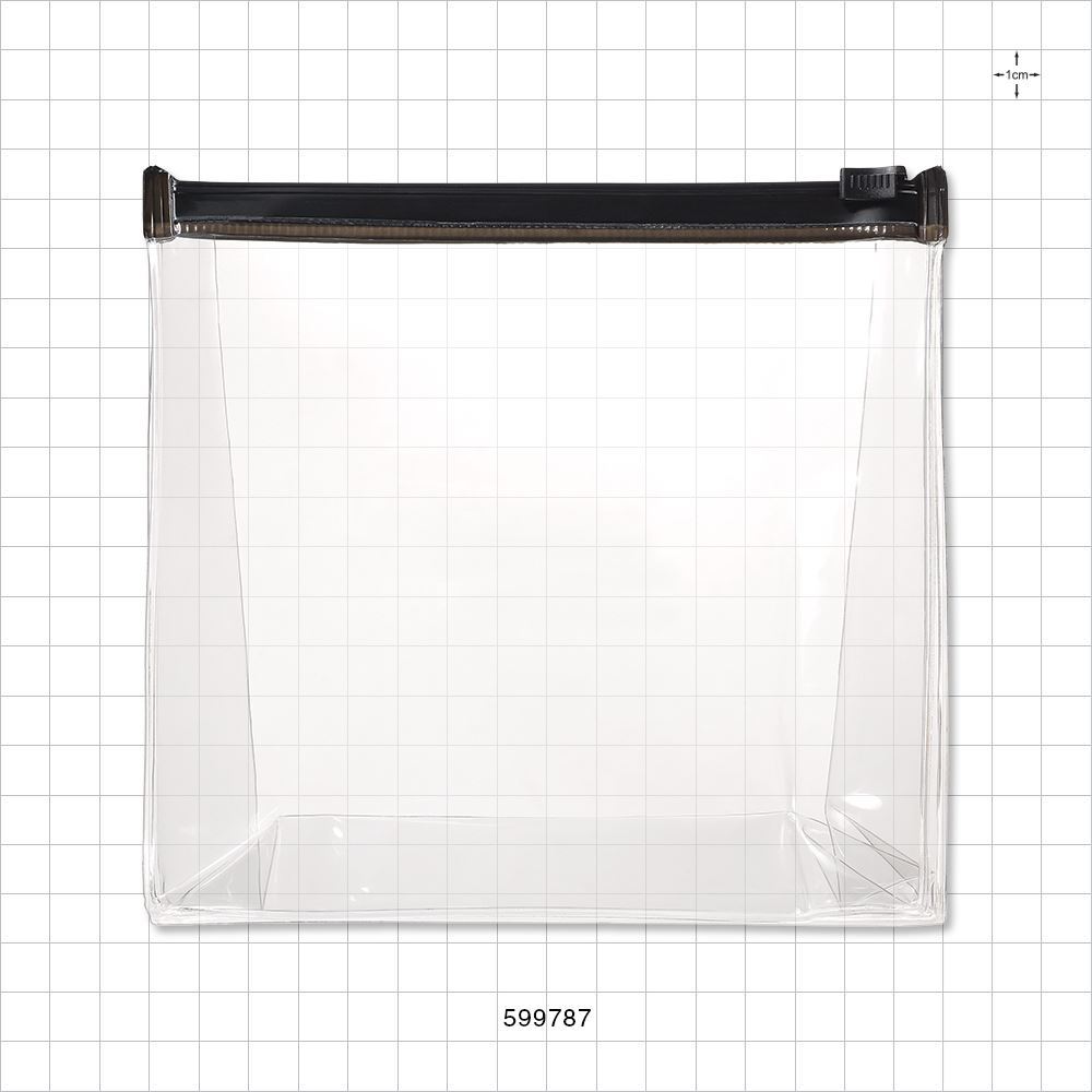 Gusseted Slide Zipper Bag, Clear with Black Trim