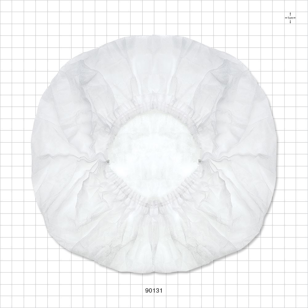 Disposable Gathered Bouffant Cap, White