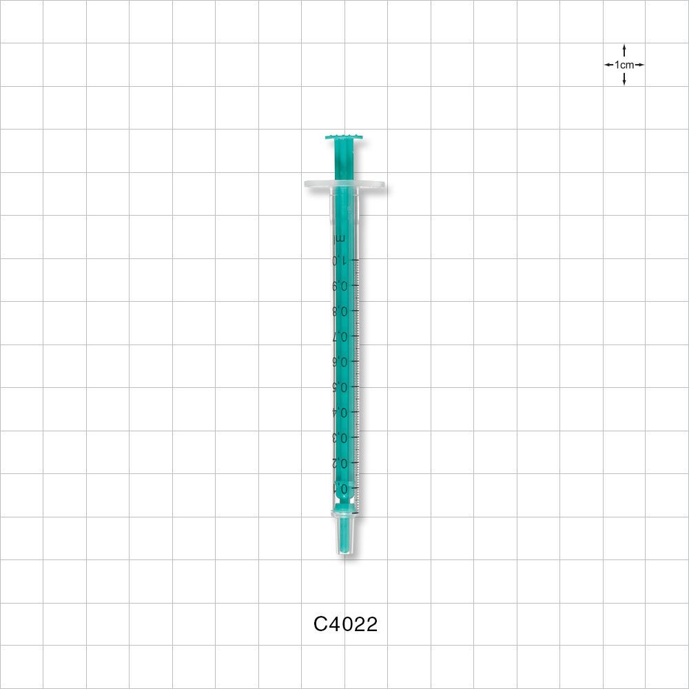 Two-Piece Syringe, Male Luer Slip, Zero Dead Space, Green