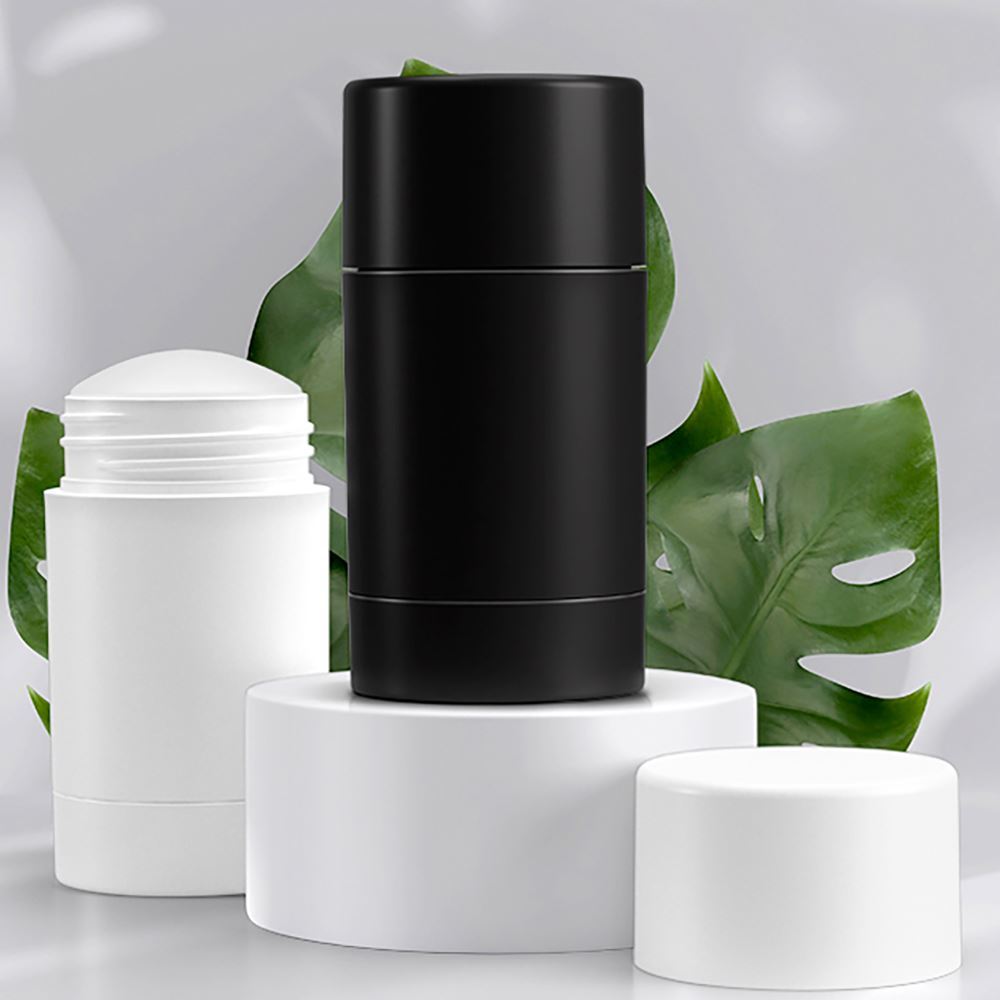 PCR Round Twist-Up Deodorant Container and Cap, White